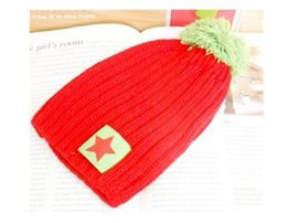 Unisex Knit Beanie Hat - Star Red