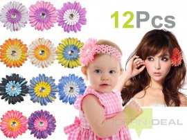 Flower Hair Clips - 12 Pieces